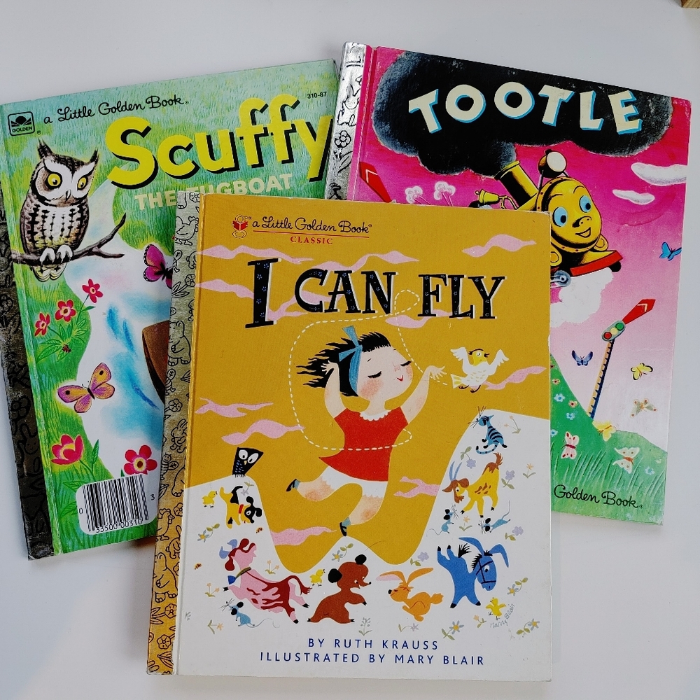 3 Little Golden Story Books - I Can Fly, Scuffy and Tootle